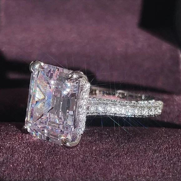 NEW ENGAGEMENT DIAMOND S925 STERLING SILVER RING, CUTE RING, SHINY RING. - Picture 3 of 7